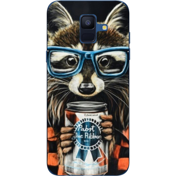 

Силиконовый чехол BoxFace Samsung A600 Galaxy A6 2018 Енот с банкой (33376-up1333)