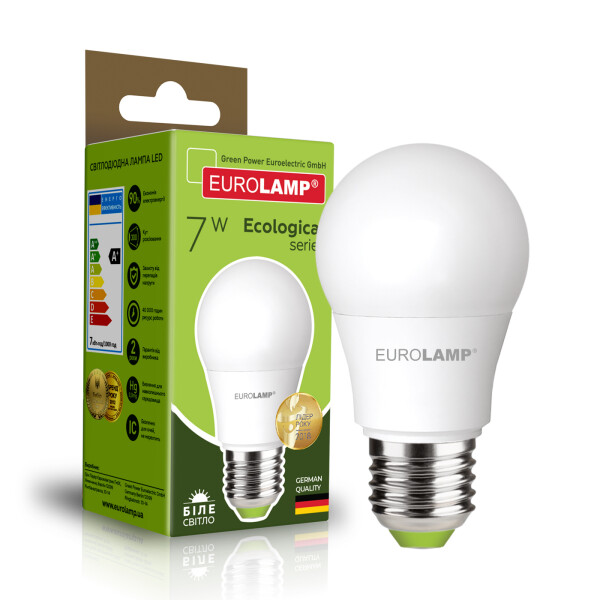 

Лампа светодиодная Eurolamp "D" А50 7W E27 4000K (LED-A50-07274(P)