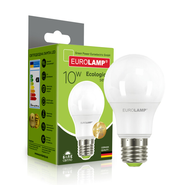 

Лампа светодиодная Eurolamp "D" А60 10W E27 4000K (LED-A60-10274(P)