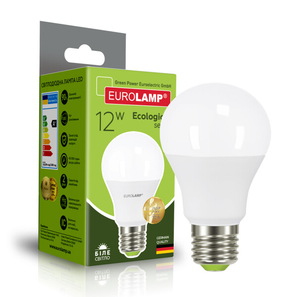 

Лампа светодиодная Eurolamp "D" А60 12W E27 4000K (LED-A60-12274(P)