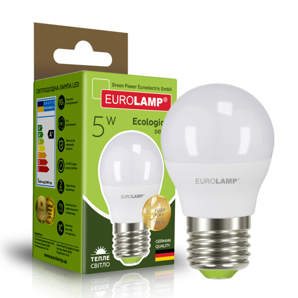 

Лампа светодиодная Eurolamp "D" G45 5W E27 3000K (LED-G45-05273(P)