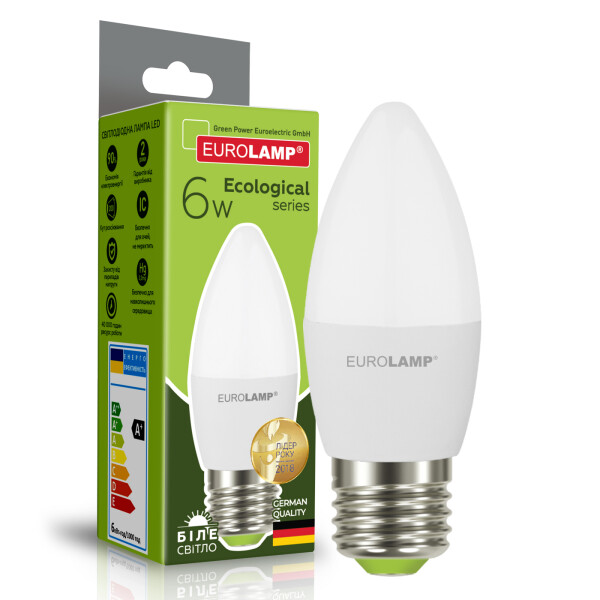 

Лампа светодиодная Eurolamp "D" CL 6W E27 4000K (LED-CL-06274(P)