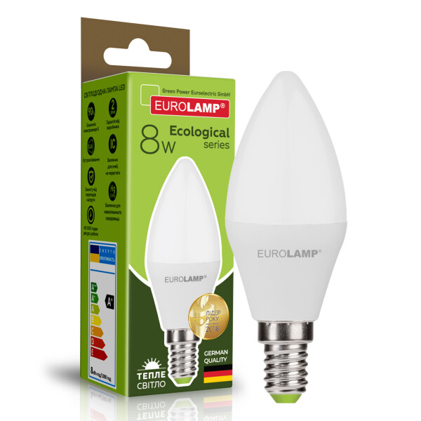 

Лампа светодиодная Eurolamp "D" CL 8W E14 3000K (LED-CL-08143(P)