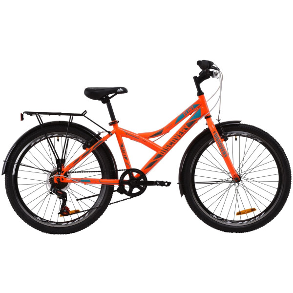 

24" Discovery FLINT 14" оранжево-бирюзовый с серым с багажником 2020