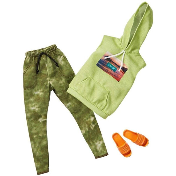 

Одежда для куклы Кена Барби Barbie Ken Green Hoodie, Camo Joggers & Sandals Fashion Pack GHX51