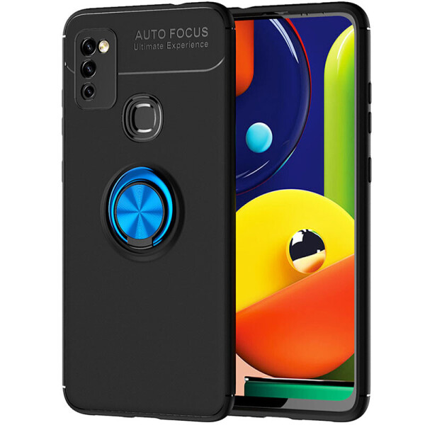 

TPU чехол Deen ColorRing под магнитный держатель (opp) для Samsung Galaxy M51 Черный / Синий (143619)