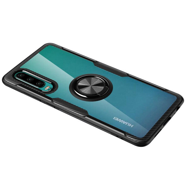 

TPU+PC чехол Deen CrystalRing for Magnet (opp) для Huawei P30 Бесцветный / Черный (142882)