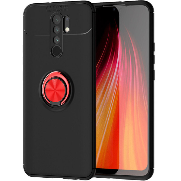 

TPU чехол Deen ColorRing под магнитный держатель (opp) для Xiaomi Redmi 9 Черный / Красный (140250)