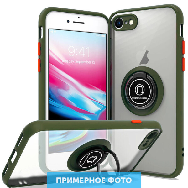 

TPU+PC чехол Deen ColorEdgingRing for Magnet для Xiaomi Redmi Note 9 Оливковый (138537)