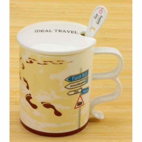 

Чашка Ideal travel с крышкой и ложкой 350 мл For Арт. 113003