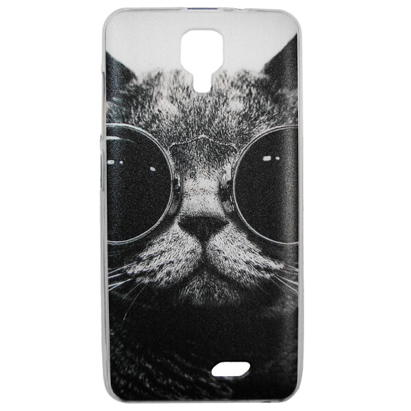 

Чехол с рисунком Printed Silicone для HomTom HT26 Кот в очках