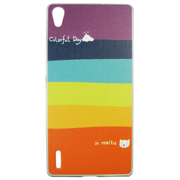 

Чехол с рисунком Printed Plastic для Huawei Ascend P7 Радуга