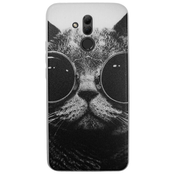 

Чехол с рисунком Printed Silicone для Huawei Mate 20 Lite Кот в очках