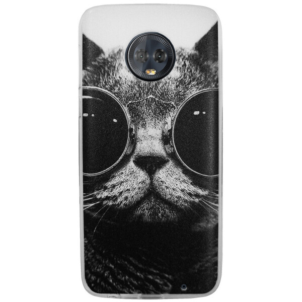

Чехол с рисунком Printed Silicone для Motorola Moto G6 Plus XT1926 Кот в очках