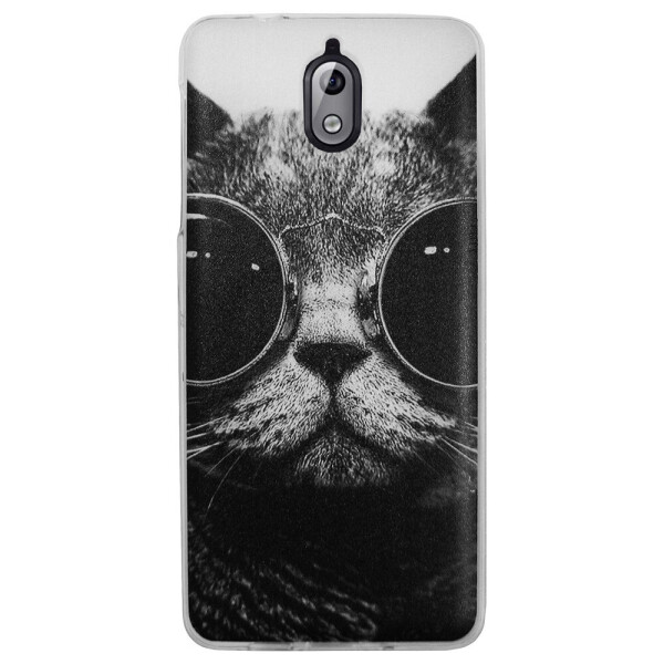 

Чехол с рисунком Printed Silicone для Nokia 3.1 Кот в очках