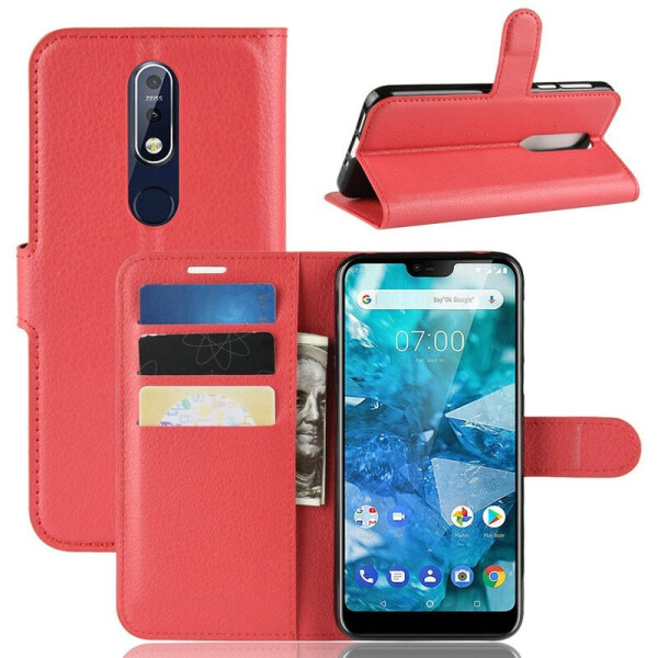 

Чехол-книжка Litchie Wallet для Nokia 7.1 Красный