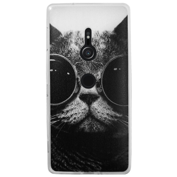 

Чехол с рисунком Printed Silicone для Sony Xperia XZ2 Кот в очках