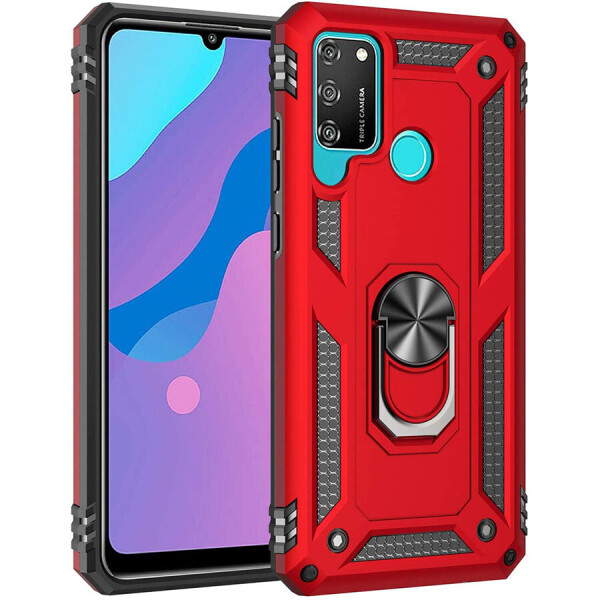 

Ударопрочный чехол Serge Ring магнитный держатель для Huawei Y6p / Honor 9a Красный (143810)