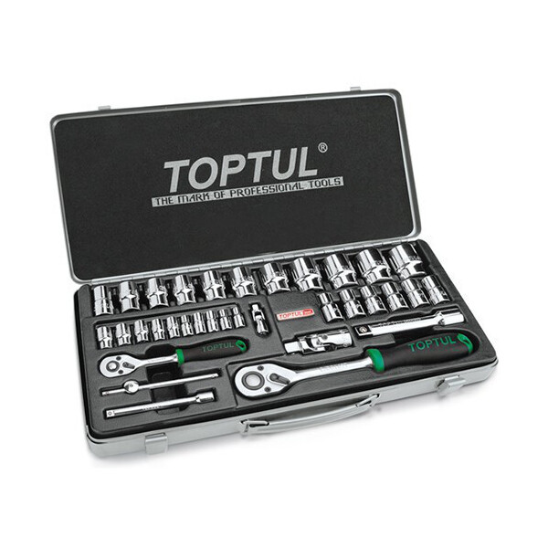 

Набор головок с трещоткой TOPTUL 1/4", 1/2" 34ед. GCAD3401
