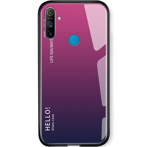 

TPU+Glass чехол Gradient HELLO для Realme C3 Малиновый (142221)