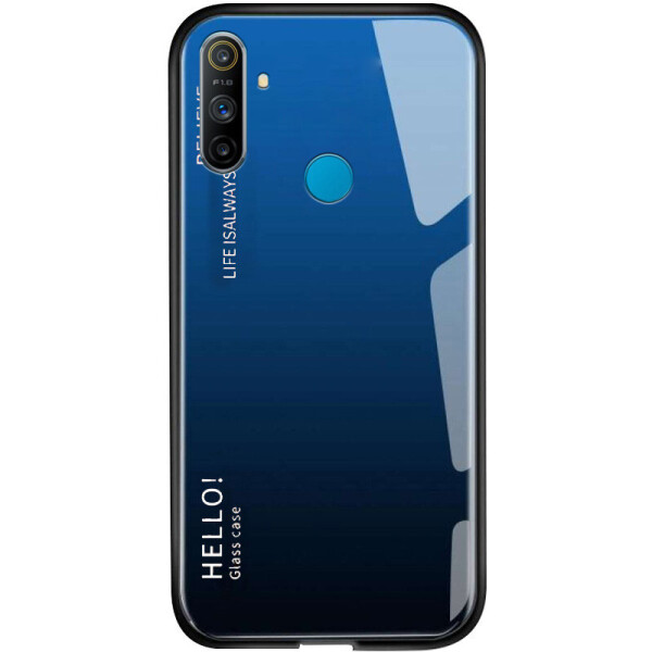 

TPU+Glass чехол Gradient HELLO для Realme C3 Синий / Черный (142224)