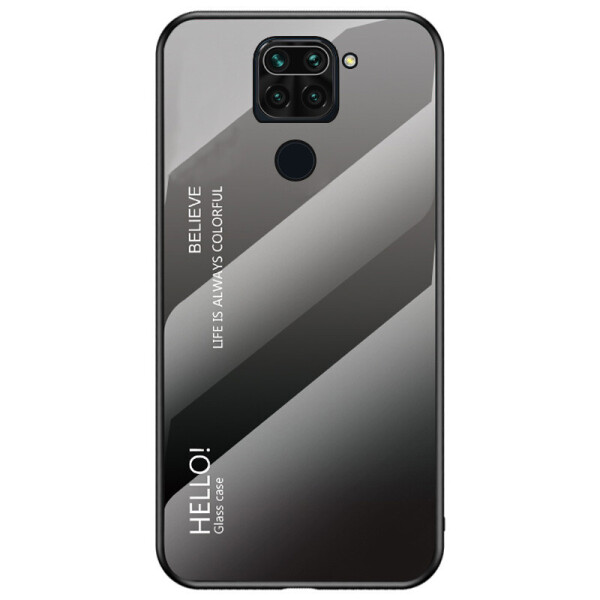 

TPU+Glass чехол Gradient HELLO для Xiaomi Redmi Note 9 Черный / Серый (144036)