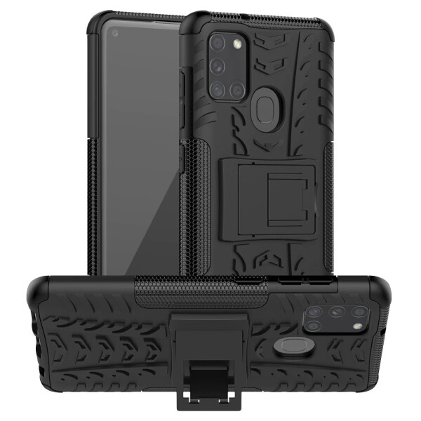 

Чехол Armored для Samsung Galaxy A21s (A217) противоударный бампер с подставкой черный