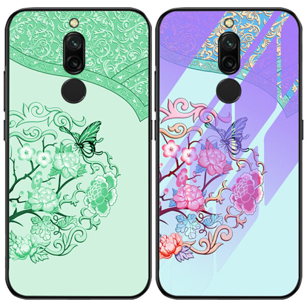 

TPU+Glass чехол светящийся в темноте для Xiaomi Redmi 8 Бабочка с цветами / Бирюзовый (is_00000033170_3)