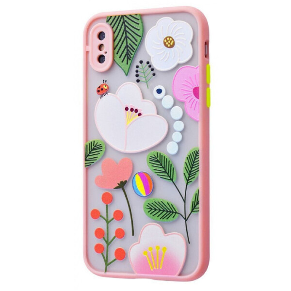 

TPU+PC чехол Picture Color Buttons для iPhone XS (5.8") (Розовый / Цветы) (1056600)