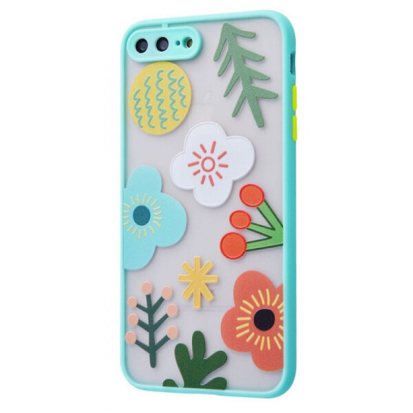

TPU+PC чехол Picture Color Buttons для iPhone 7 plus (5.5") (Бирюзовый / Цветы) (1056570)