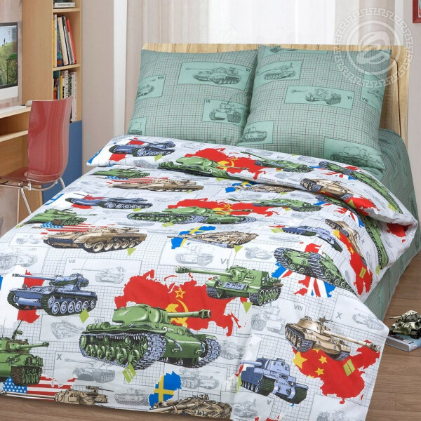 

Постельное Белье Танки 2, 150x220 см, Подростковый Комплект