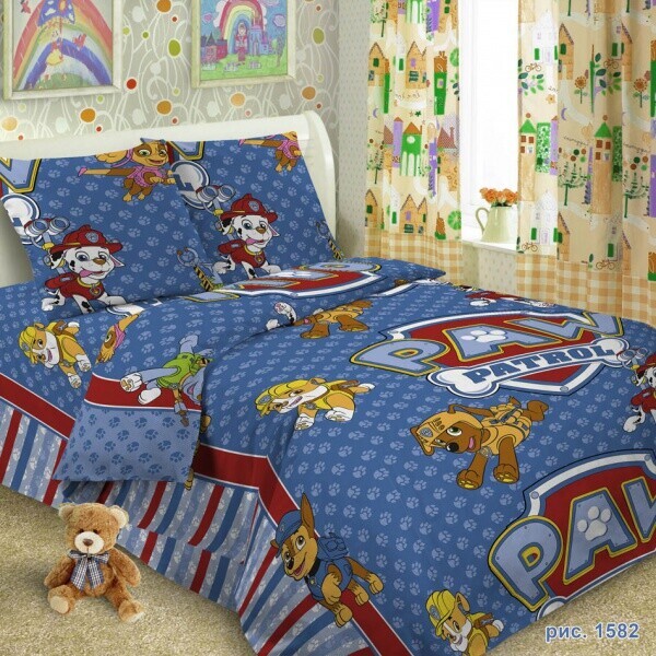 

Детское постельное белье Щенячий Патруль, 150x220 см, Подростковый Комплект