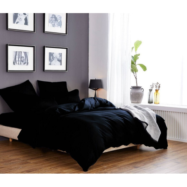 

Постельное белье Однотонный Черный, 150x220 см, Полуторный Комплект