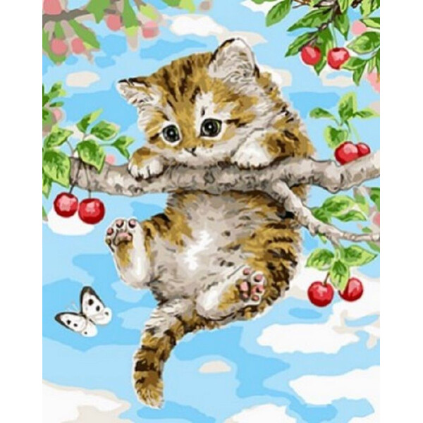 

Картина по номерам. Rainbow Art "Котенок на ветке" GX4484-RA
