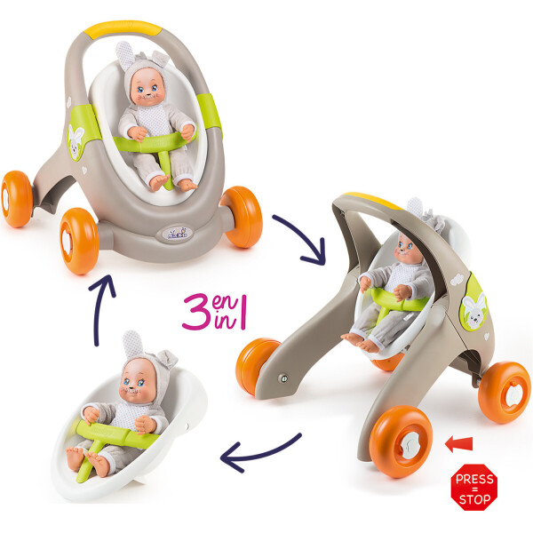 

Коляска Smoby Toys Mini Kiss 3в1 Веселые животные (210206)