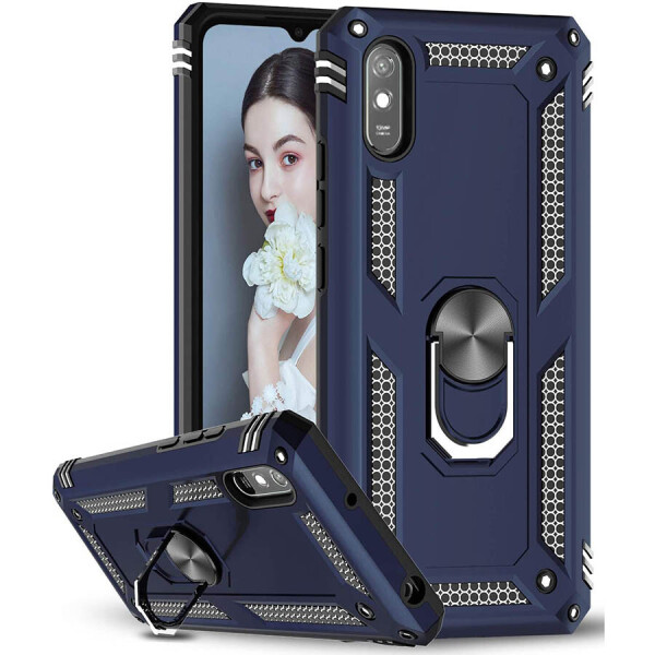 

Ударопрочный чехол Serge Ring магнитный держатель для Xiaomi Redmi 9A Темно-синий (144894)