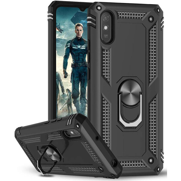 

Ударопрочный чехол Serge Ring магнитный держатель для Xiaomi Redmi 9A Черный (144895)