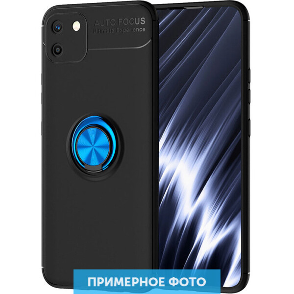 

TPU чехол Deen ColorRing под магнитный держатель (opp) для OnePlus Nord Черный / Синий (144631)