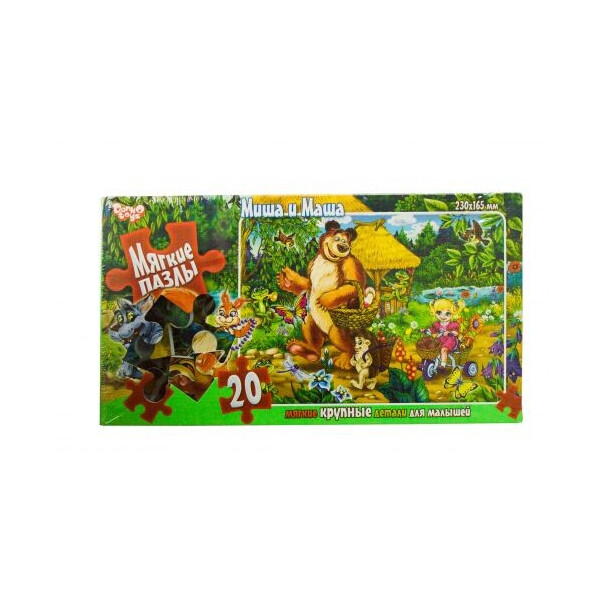 

Пазл мягкий Danko toys Миша и Маша: за грибами 20 элементов