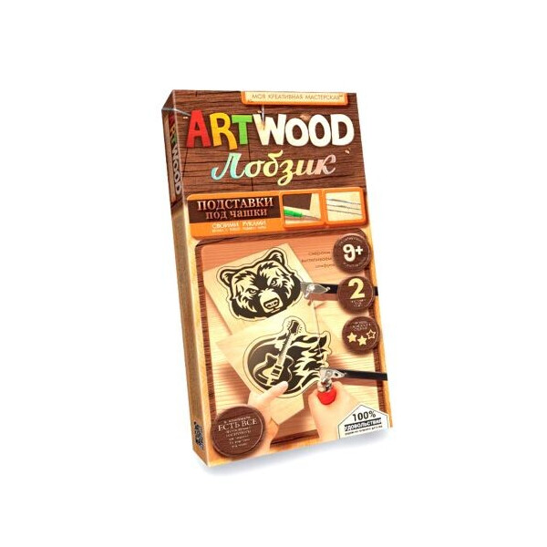 

Выжигание по дереву Danko toys ARTWOOD: Подставки под чашки Медведь и гитара