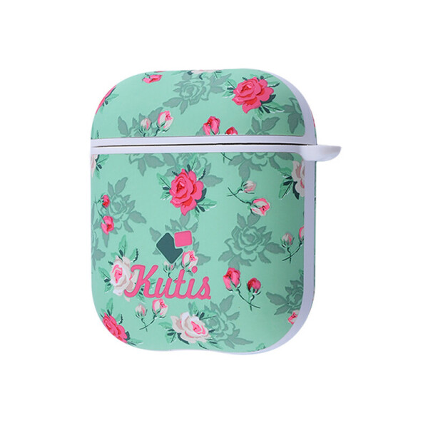 

Пластиковый футляр Kutis series для наушников AirPods Green/pink flowers (117242)