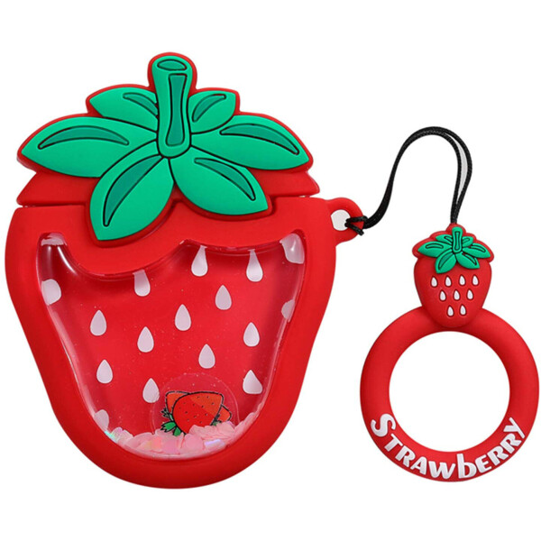 

Силиконовый футляр Fruits series with Sparcles & Water для наушников AirPods + кольцо strawberry / Красный (110803)