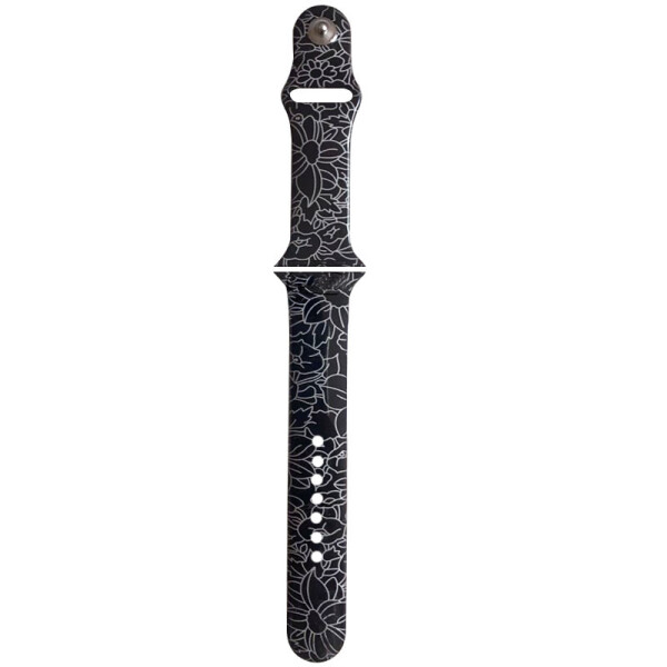 

Силиконовый ремешок с рисунком для Apple watch 38mm/40mm Черный/Листья (133182)