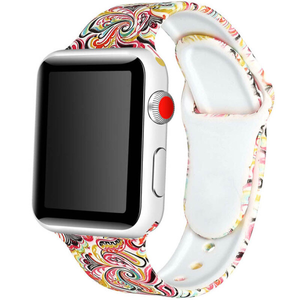 

Силиконовый ремешок с рисунком для Apple watch 42mm/44mm Разноцветный узор (133189)