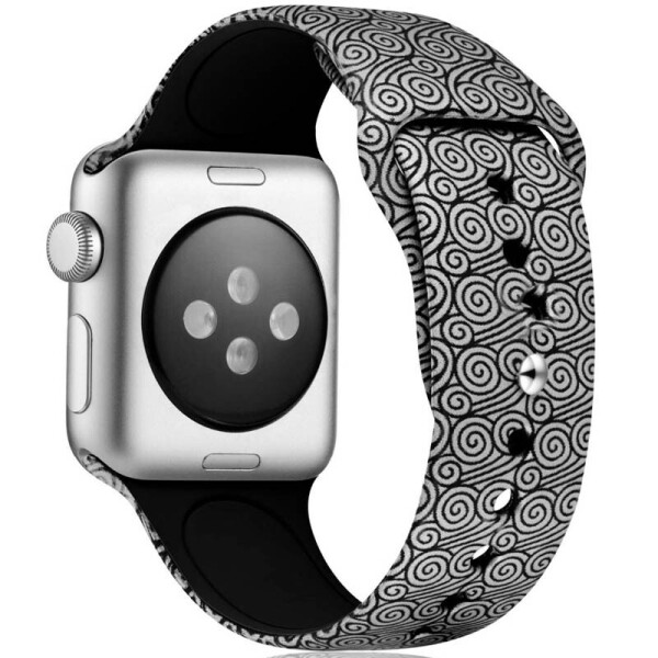 

Силиконовый ремешок с рисунком для Apple watch 42mm / 44mm Черно-белые узоры (133195)