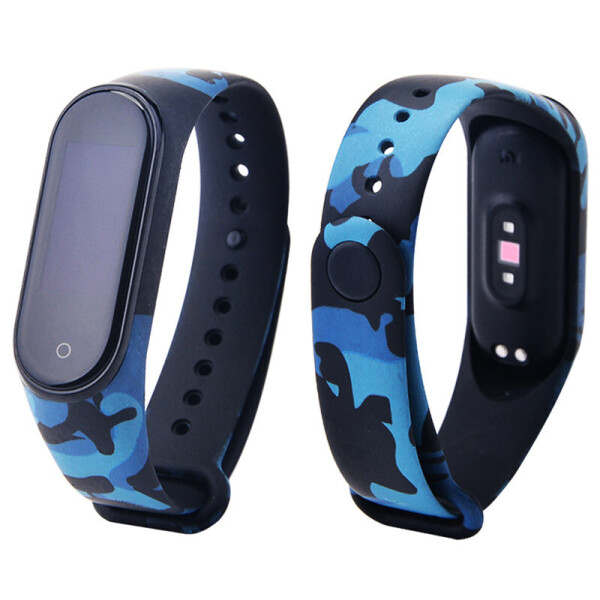 

Силиконовый ремешок с рисунком для Xiaomi Mi Band 5 Хаки/Синий с черным (141734)