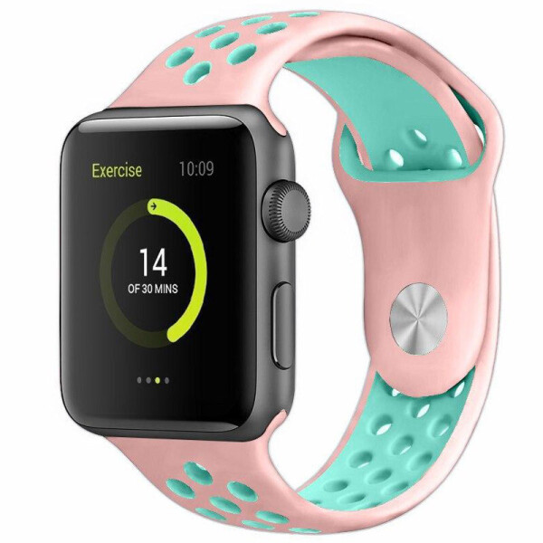 

Силиконовый ремешок Sport Nike+ для Apple watch 42mm/44mm Розово-бирюзовый (142795)