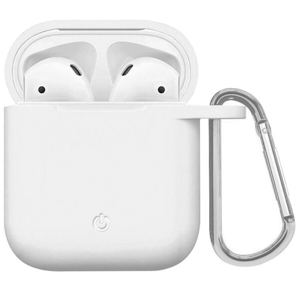 

Силиконовый футляр с карабином для наушников AirPods Белый / White (82252)