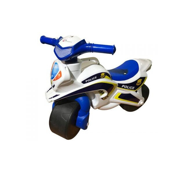 

Беговел Doloni Музыкальная каталка Байк Police бело-синий