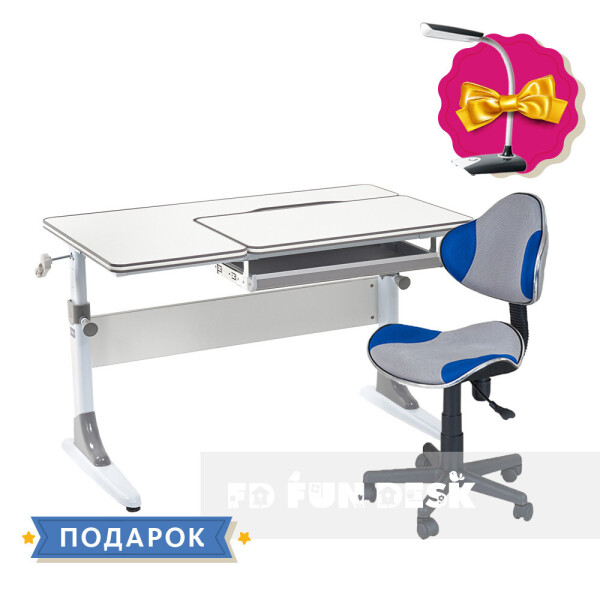 

Растущая парта для школьников Cubby Grato Grey+детский стул для школьника FunDesk LST3 Blue-Grey